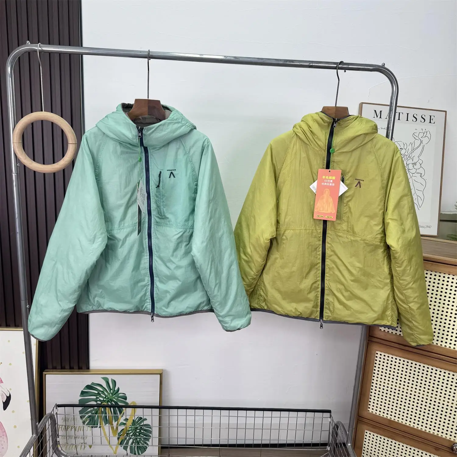 

Outdoor Windproof Loose Couple Cotton Jaet Double-Sided Wear Hat Cotton Coat Warmth Breathable Zipper Closure Color