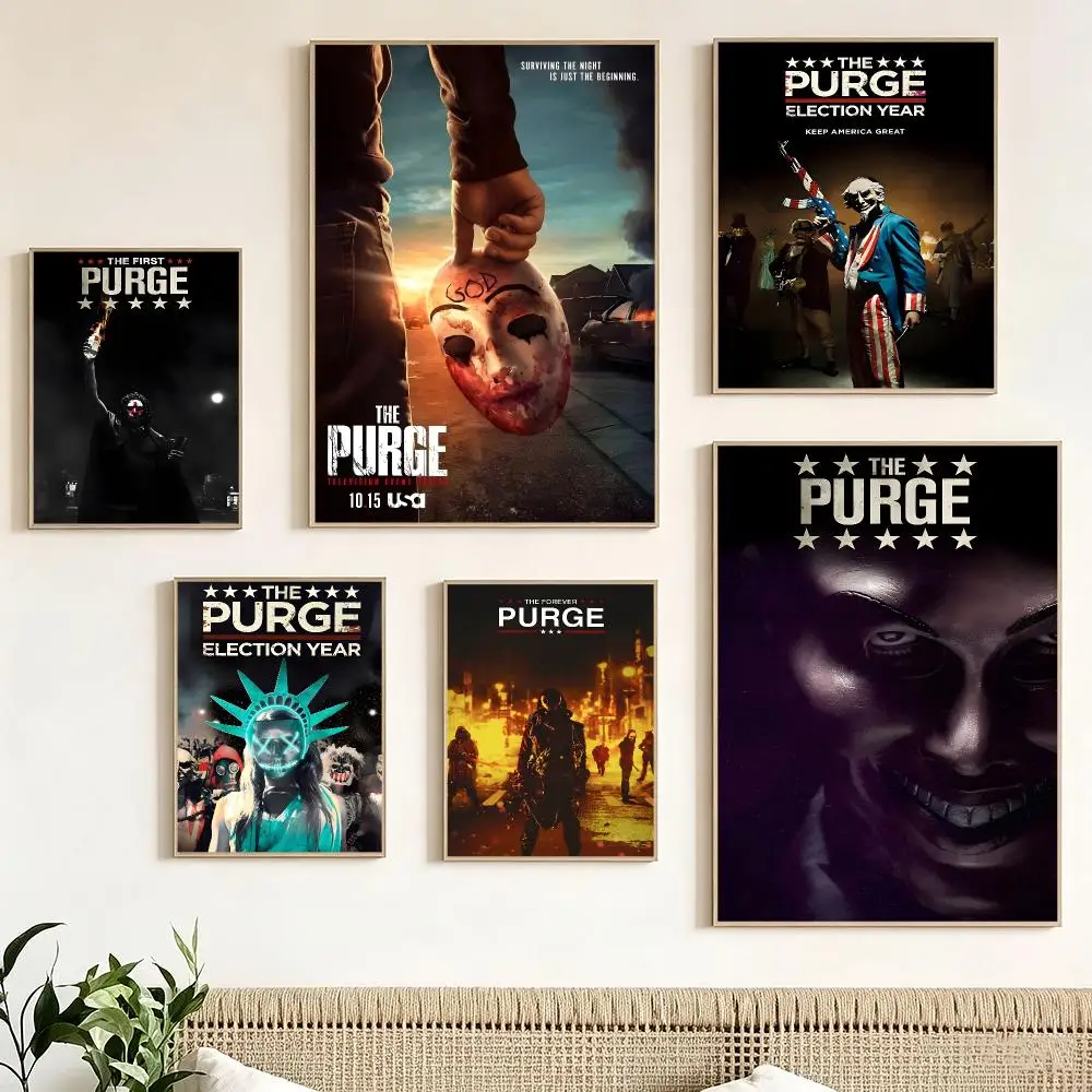 Classic Movie T-The Purge Poster impermeable para el hogar sala de estar dormitorio bar decoracion estetica
