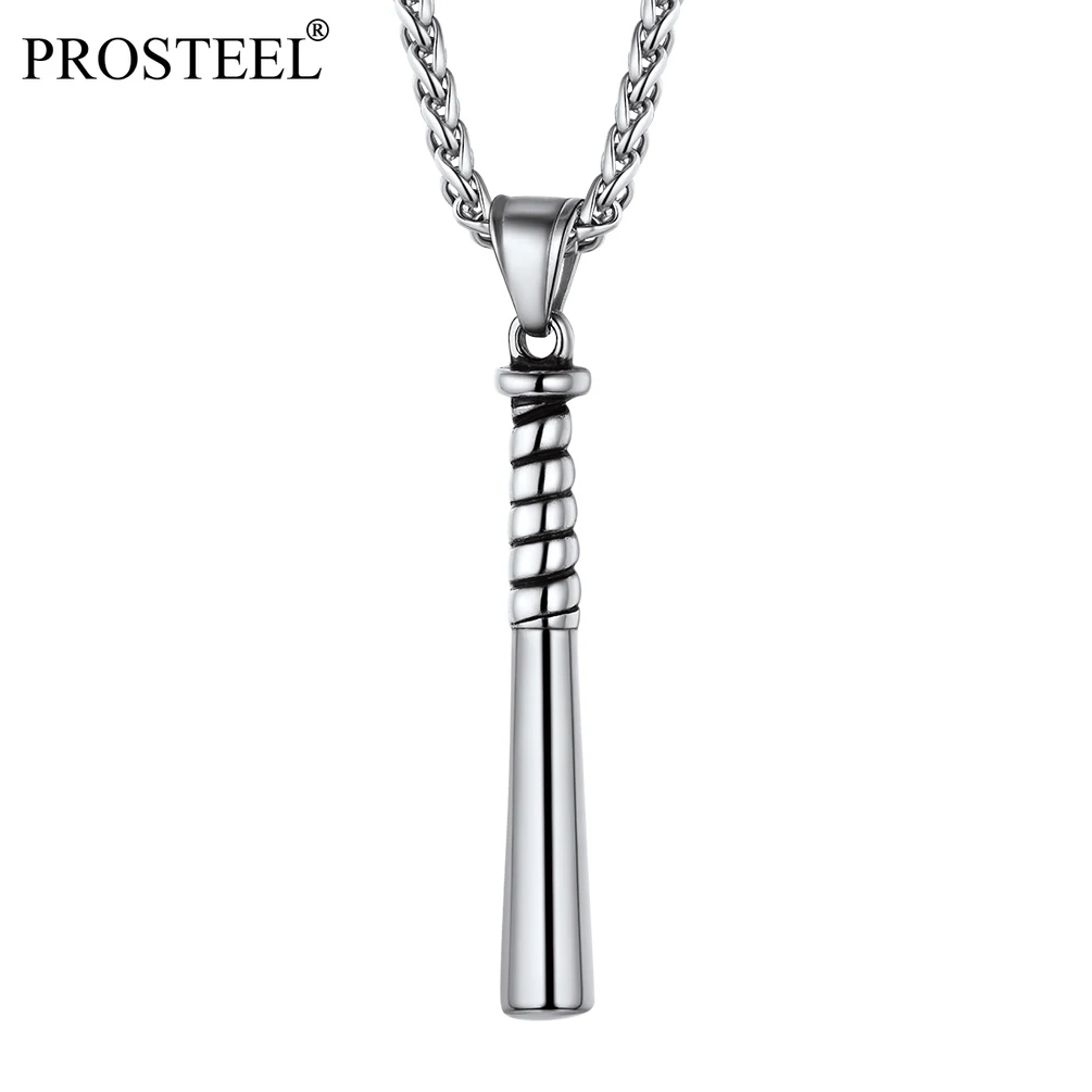 

PROSTEEL Baseball Bat Necklaces Mens Boys Cool Pendants Sport Fan Gifts 18K Gold/Black/Stainless Steel Color Chain PSP4576