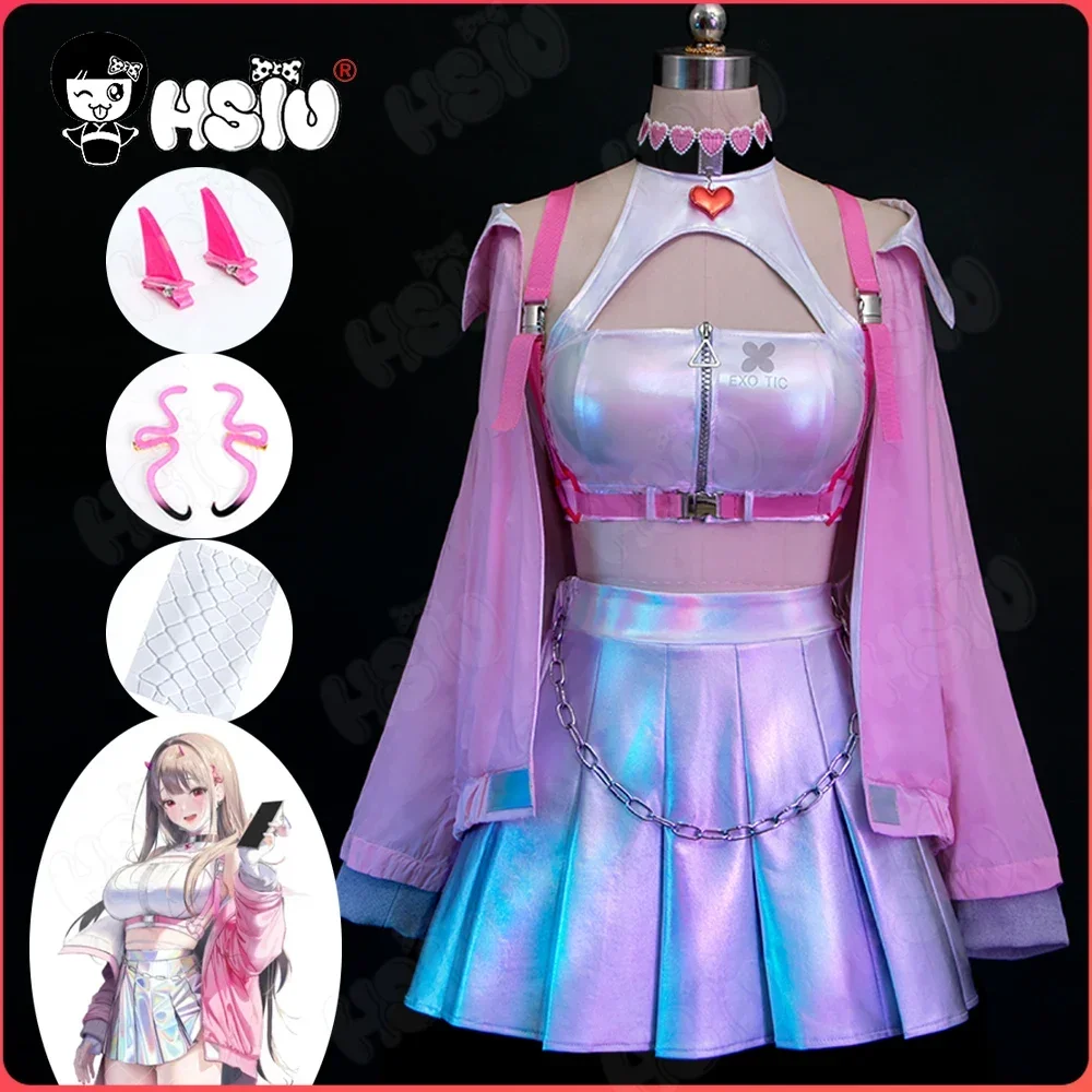 

Viper Cosplay Costumes Wig Game Godin Van Victory Nikke Cosplay HSIU Sexy Roze Glitter Short Skirt