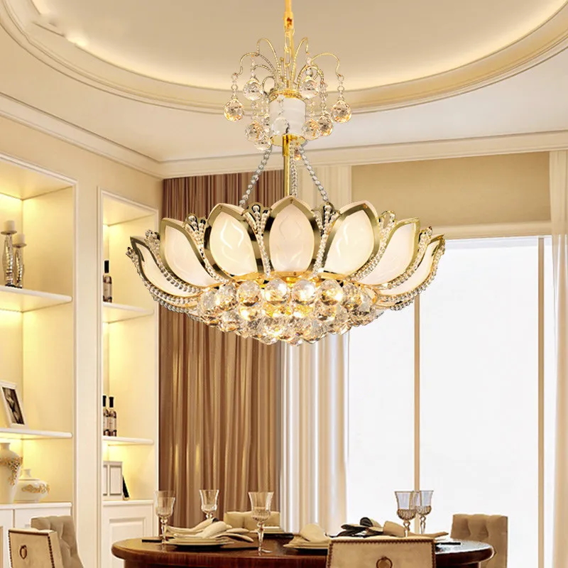 Crystal chandelier zen lotus living room lamp temple dining room lamp drop Buddhist hall hall crystal