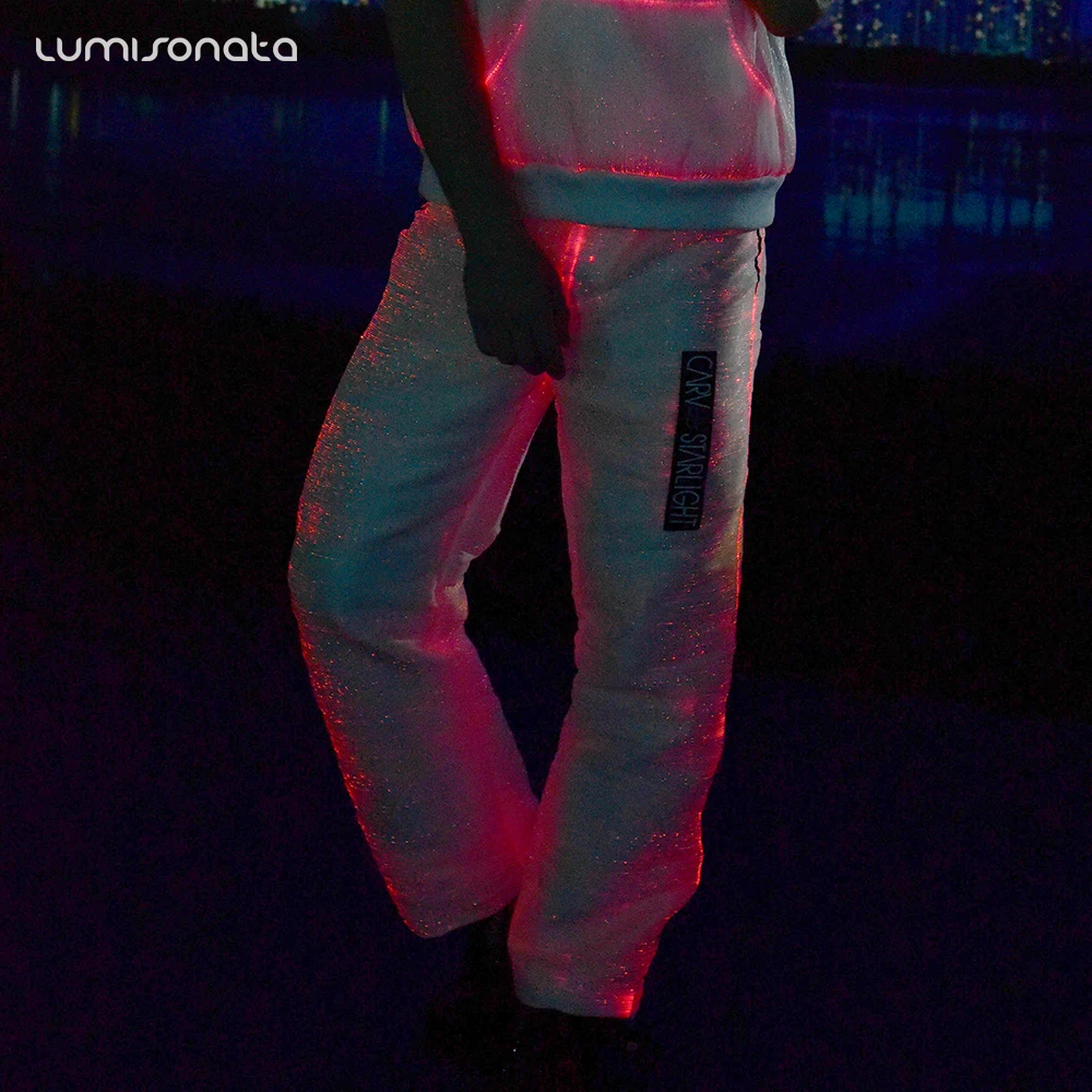 LUMISONATA Cool Fashion Led Light Up Pants Luminous Fiber Optic Dance Club Trousers For Stage Performance