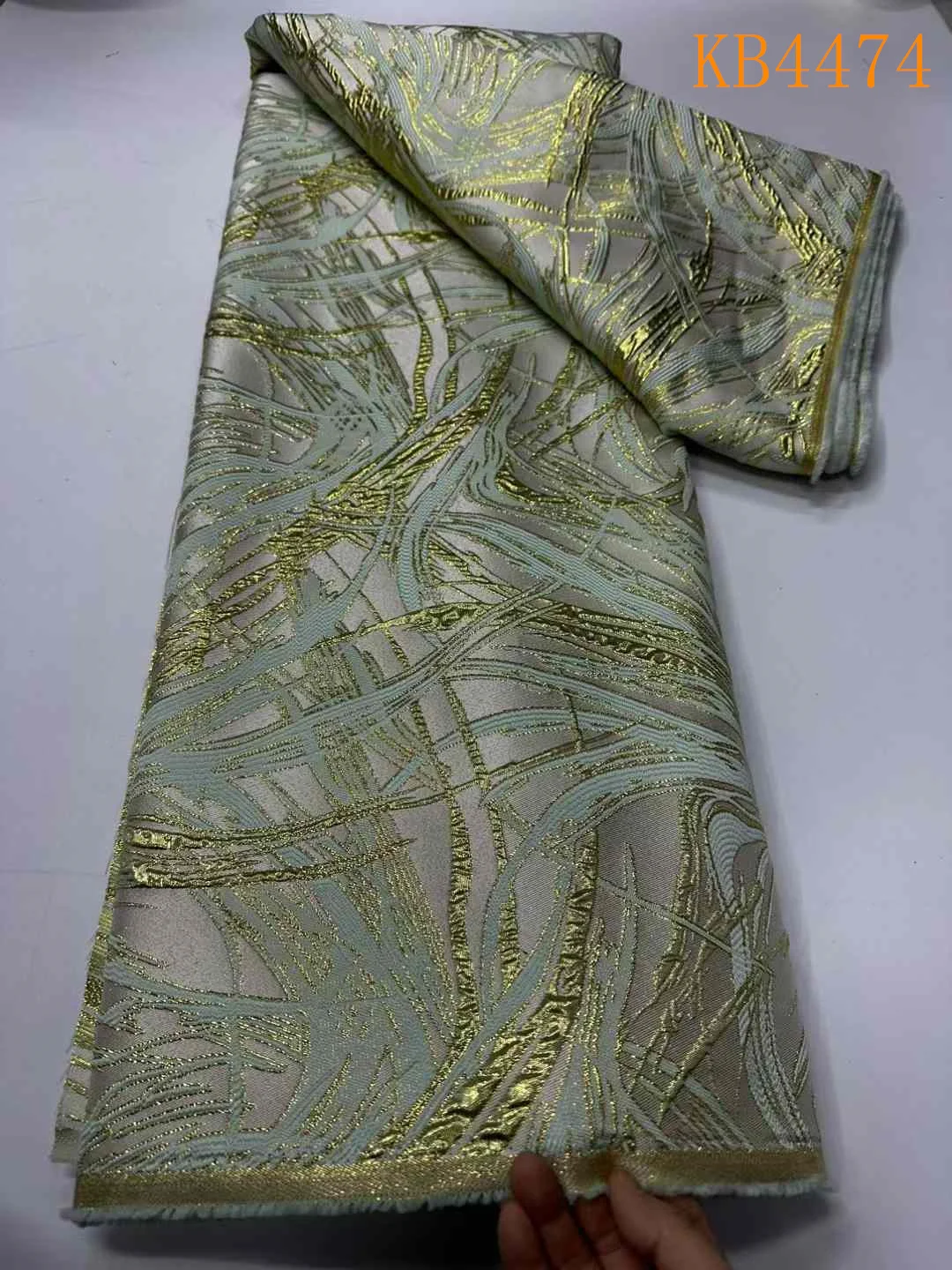여성용 흰색 다마스크 천 브로카드, 자카드 레이스 브로케이드 직물, 나이지리아 녹색 도금 브로케이드 레이스, 2024 하이 퀄리티, KB4474