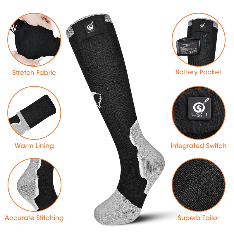 Electric Socks Ski Socks Winter Insulation Long Tube Thickened Charging Heating and Heating Socks