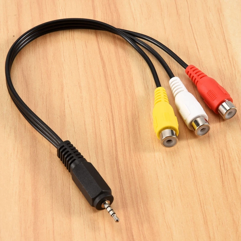 2.5Mm Mini AV Male To 3RCA Female M/F Audio Video Cable Stereo Jack Adapter Cord