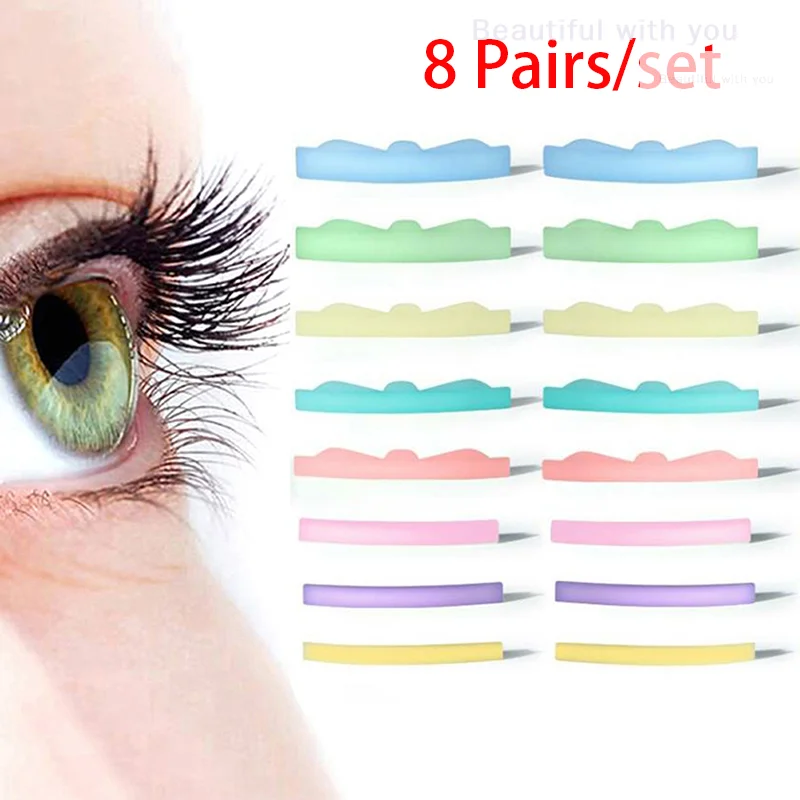 

8 Pairs Silicone Eyelash Perming Pad Lashes Curler Rods Lashes Lift Shield Tool