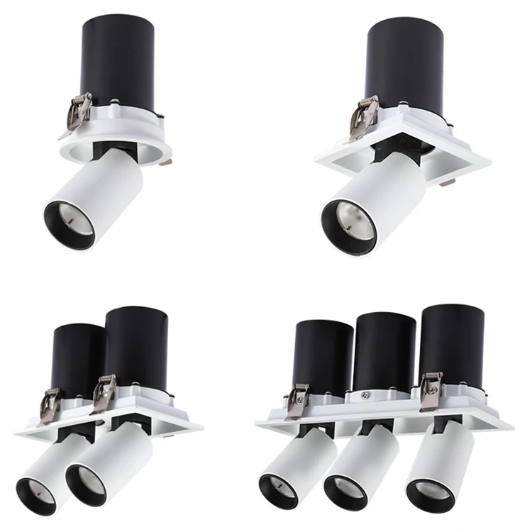 New Arrival Die Casting Aluminum Cob 7w12w Round Led Recessed Downlight  Antiglare Hotel Showcase Mall Adjustable Cob Surface