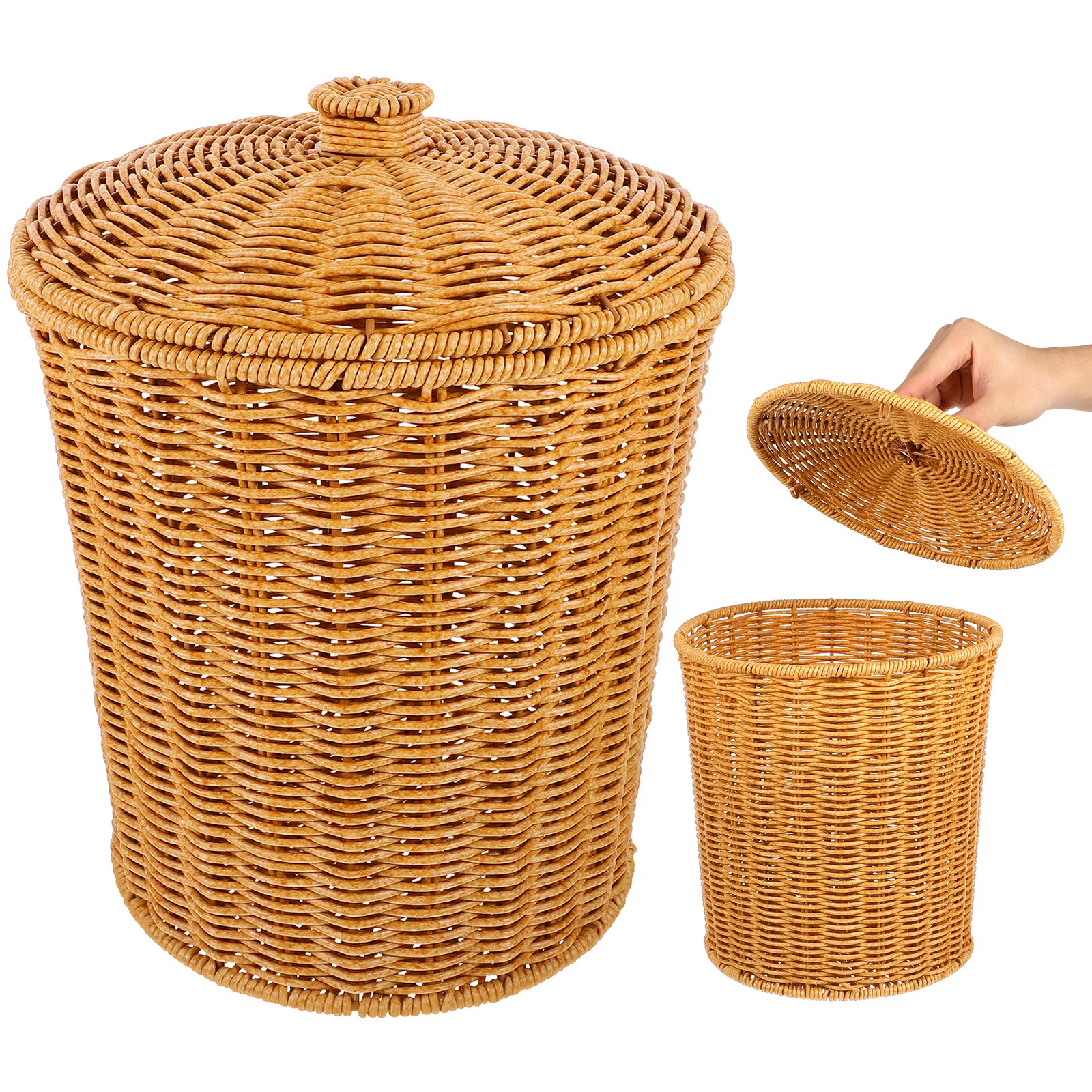 

Organizing Basket for Bedroom Bathroom Heavy-Duty PP Laundry Basket with Lid Household Storage Solution Sundries Organizer