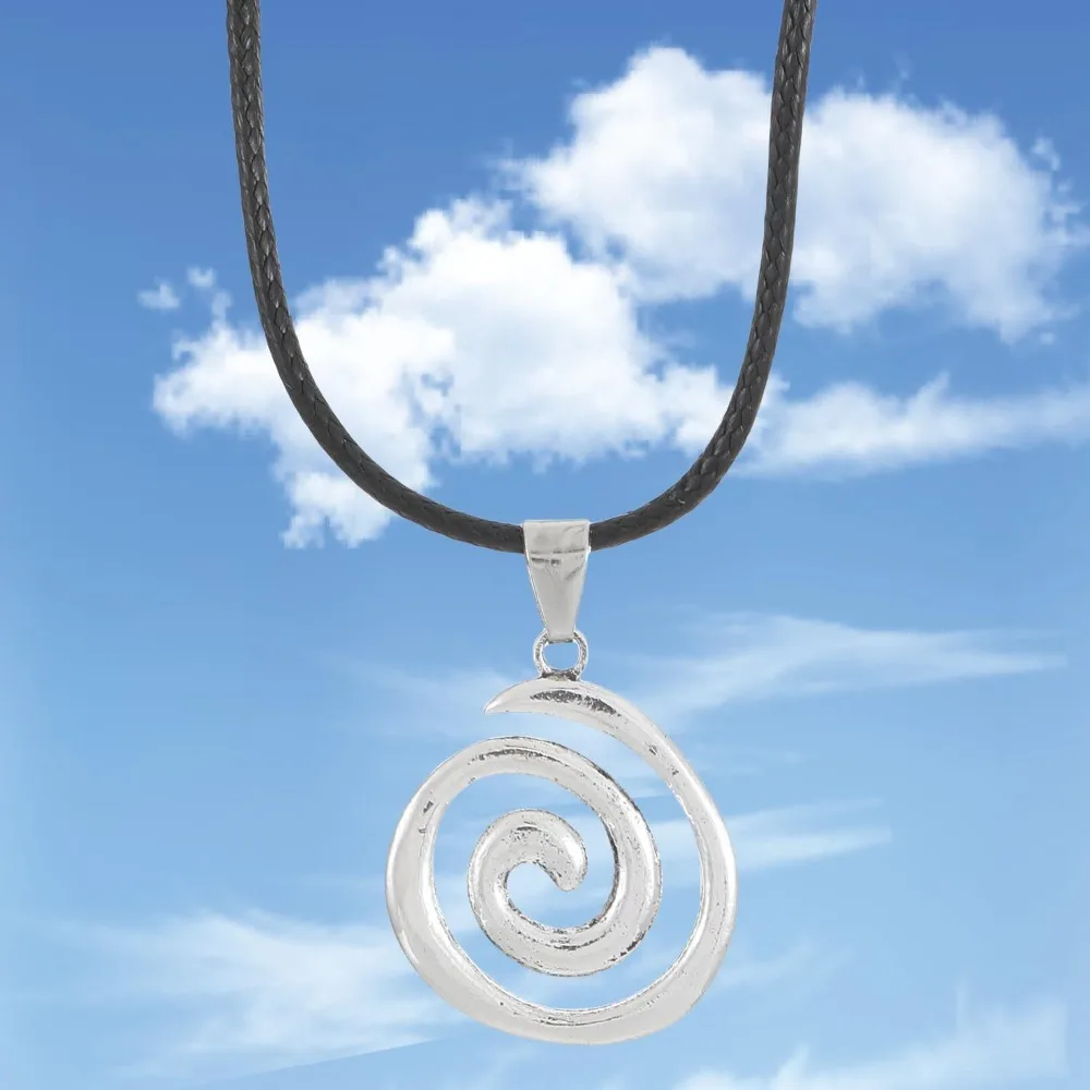 Simple Fashion Silver Color Vortex Pendant Retro Hand-woven Leather Rope Classic Necklace for Women Men Jewelry Gifts Colorfast