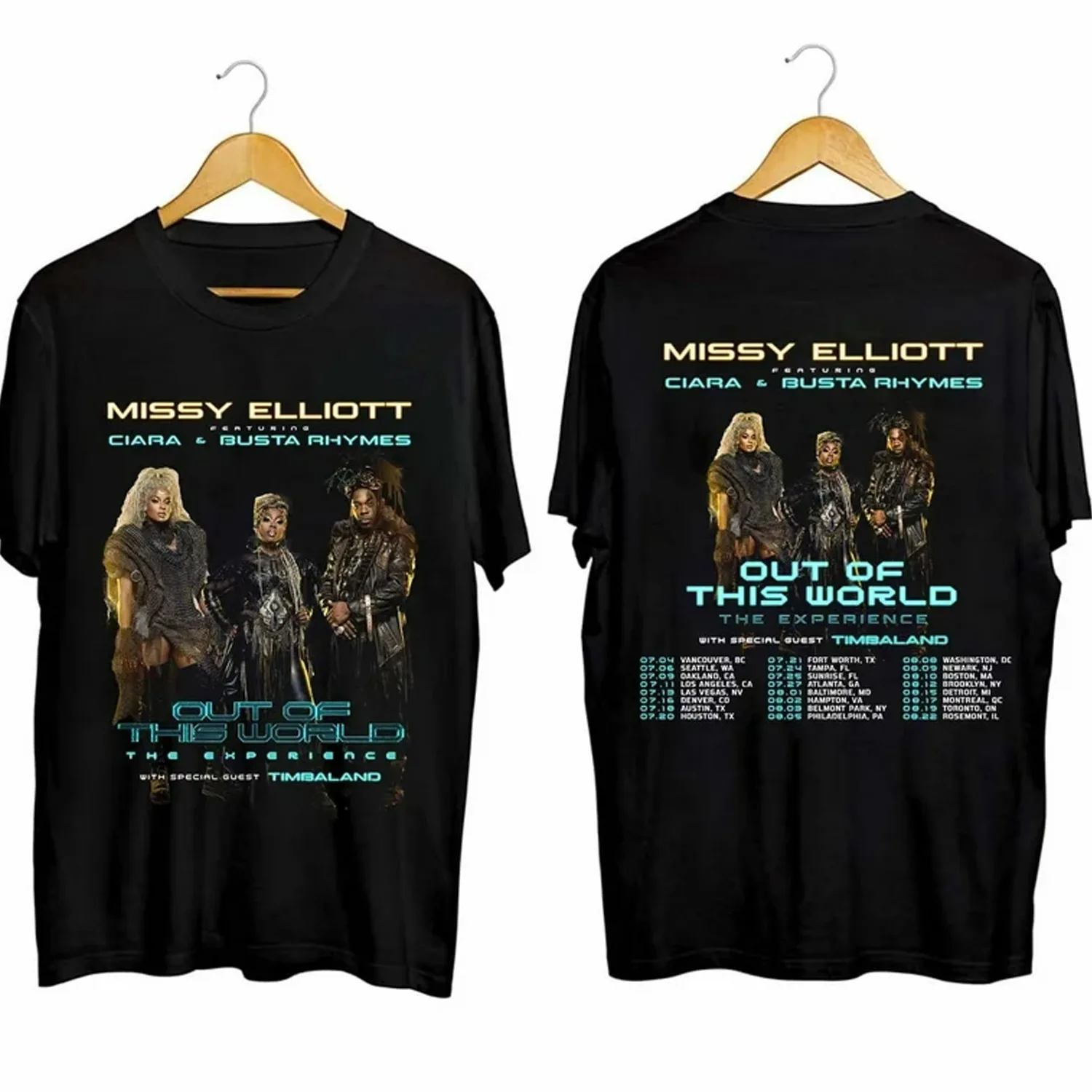 Missy Elliott 2 sides Out of This World black T-shirt Unisex All sizes 1F639