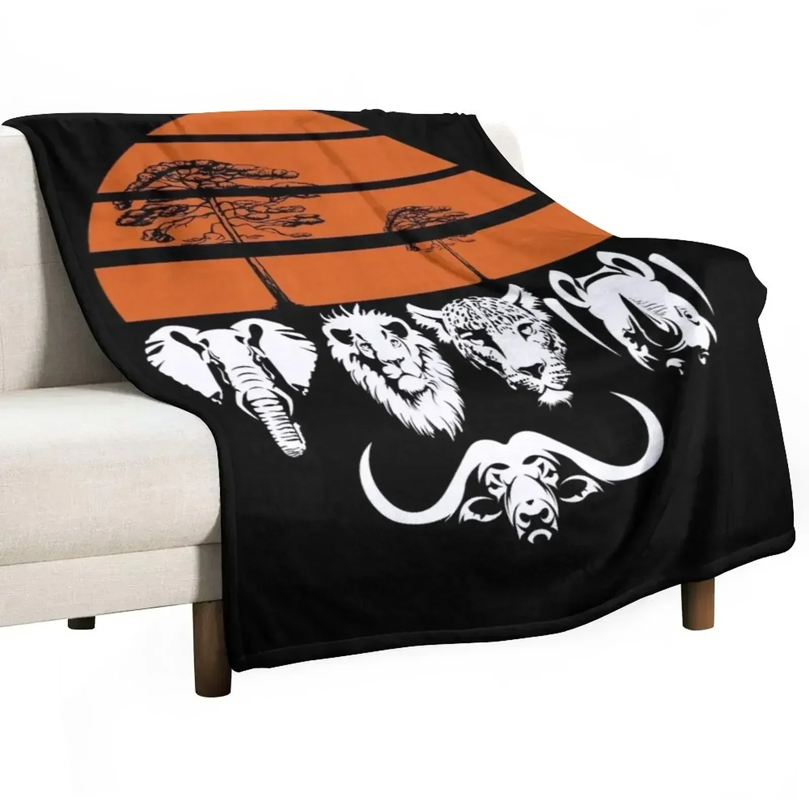 

Safari Jungle Africa the big five animal Throw Blanket Ultra Plush Cozy Blanket for Napping Sleeping