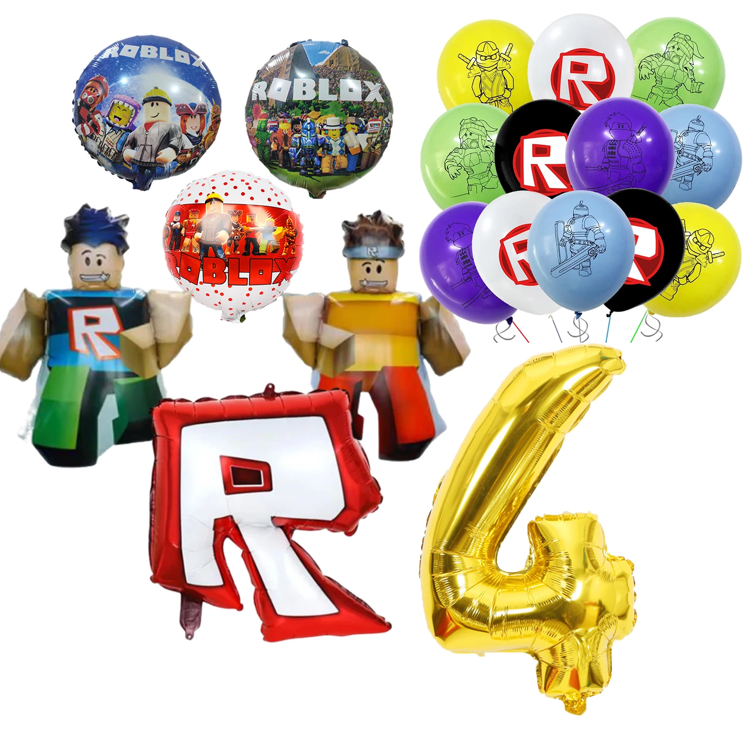 Roblox วันเกิดบอลลูนอลูมิเนียมฟิล์มบอลลูนชุดอาบน้ําเด็กสําหรับเด็กวันเกิดอุปกรณ์ตกแต่งของขวัญ