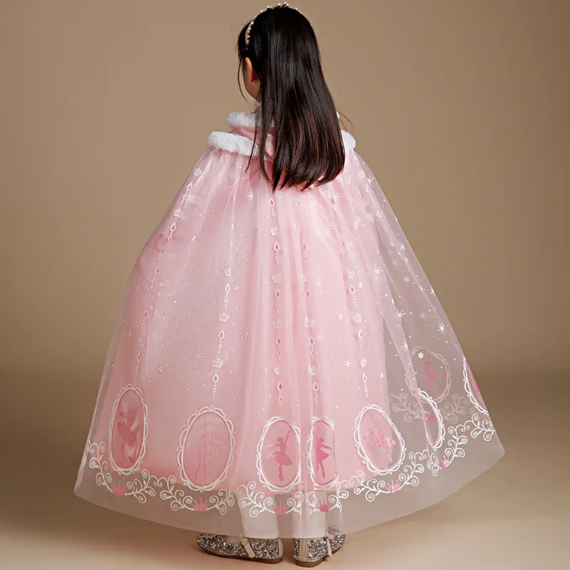 Children‘s Cloak Princess Party Hooded Lace up Cape