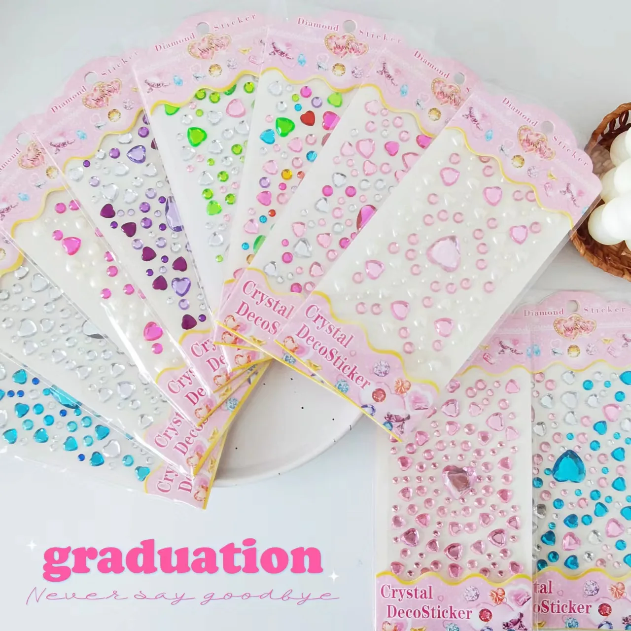 Heart Diamond Stickers for Phone Case Reward Face DIY Journal 3D Viral Self Adhesive for Student Craft