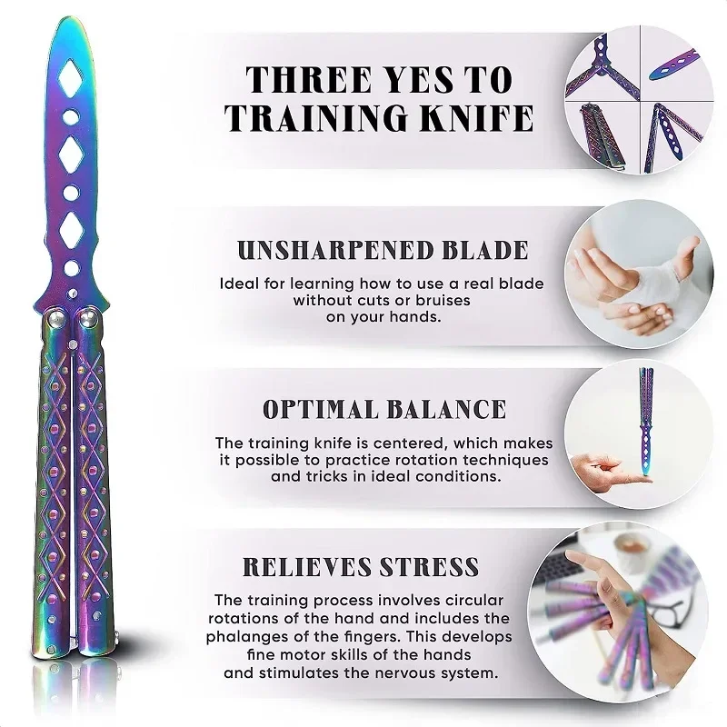 Butterfly Knife Unsharpened Blade Practice Stainless Steel Folding Training Knife for Practicing Flip Techniques Craft Blade