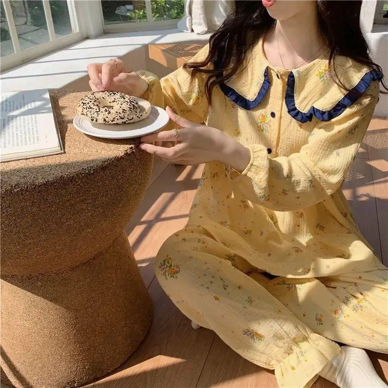 سراويل طويلة حلوة وفضفاضة بأكمام طويلة للفتيات طقم ملابس منزلية بيجامة ملابس منزلية عصرية قبعة بيجامات مدمجة Pjs امرأة شتاء دافئ