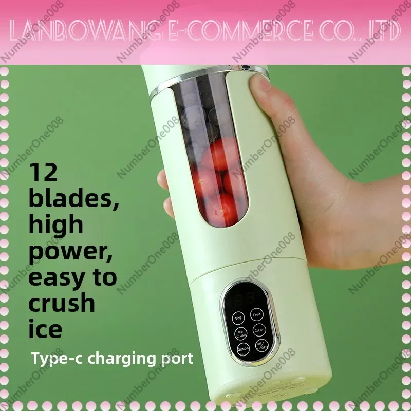 Portable Juicer Cups USB Rechargeable, Personal Blender Small Crushed Ice Maker for Home Kitchen, Mini Travel Smoothie Cup view 4