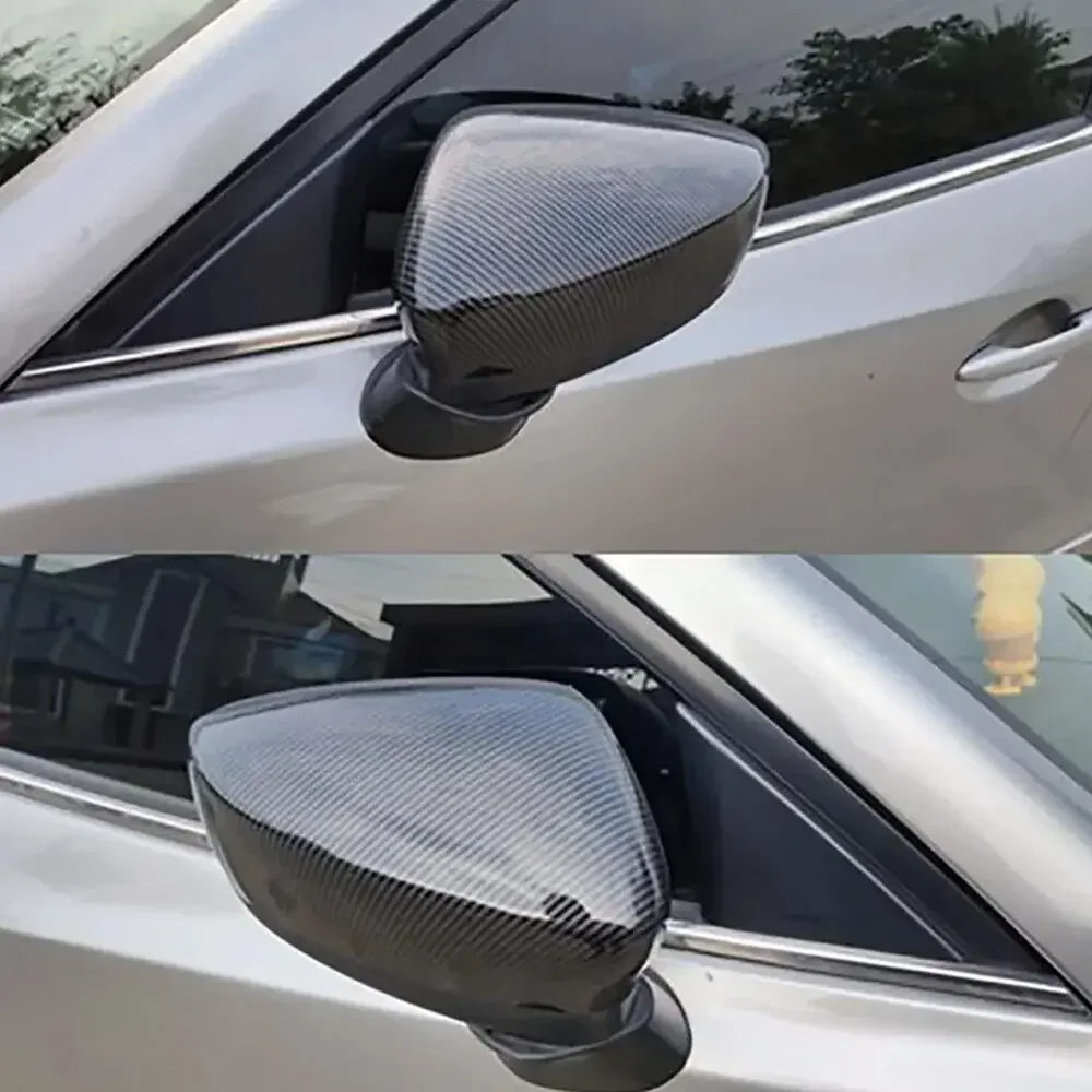 For Mazda 3 Axela 2014-2023 Car Rearview Side Mirror Cover Wing Cap Exterior Door Housing Shell Trim Sticker ABS Carbon Fiber