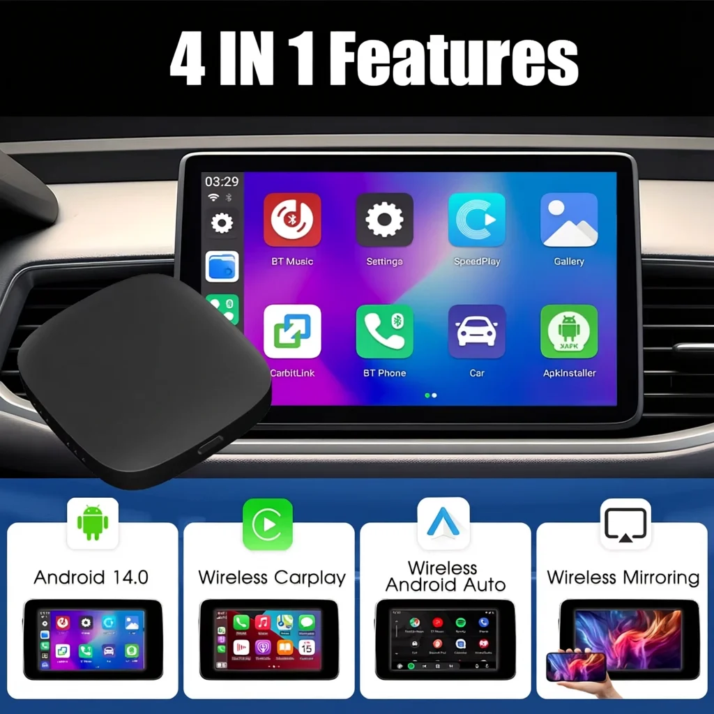 2026 Android 14 CarPlay Ai Box Wireless Android Auto 3in1 USB Smart TV Box  Adapter Plug And Play For Youtube Netflix Toyota VW