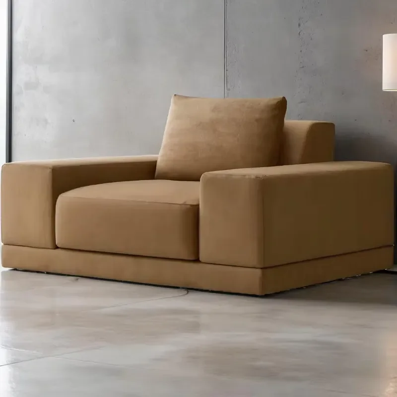 Popular Modern Hotel Single Sofa Custom Velvet Cotton Linen Furniture Leisure Living Room Chairs With Wide Armrest