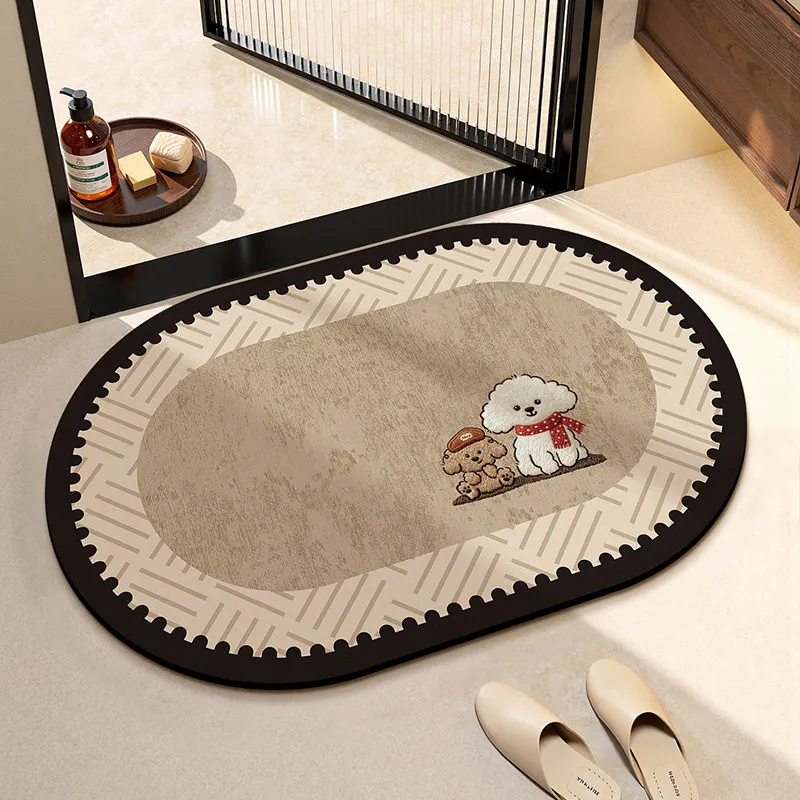 VIKAMA Minimalistische Ins-Stil Marmor Anti-Rutsch-Badematte Badezimmer Duschraum Wasseraufnahme Schnell trocknender Teppich Badezimmer Dekor