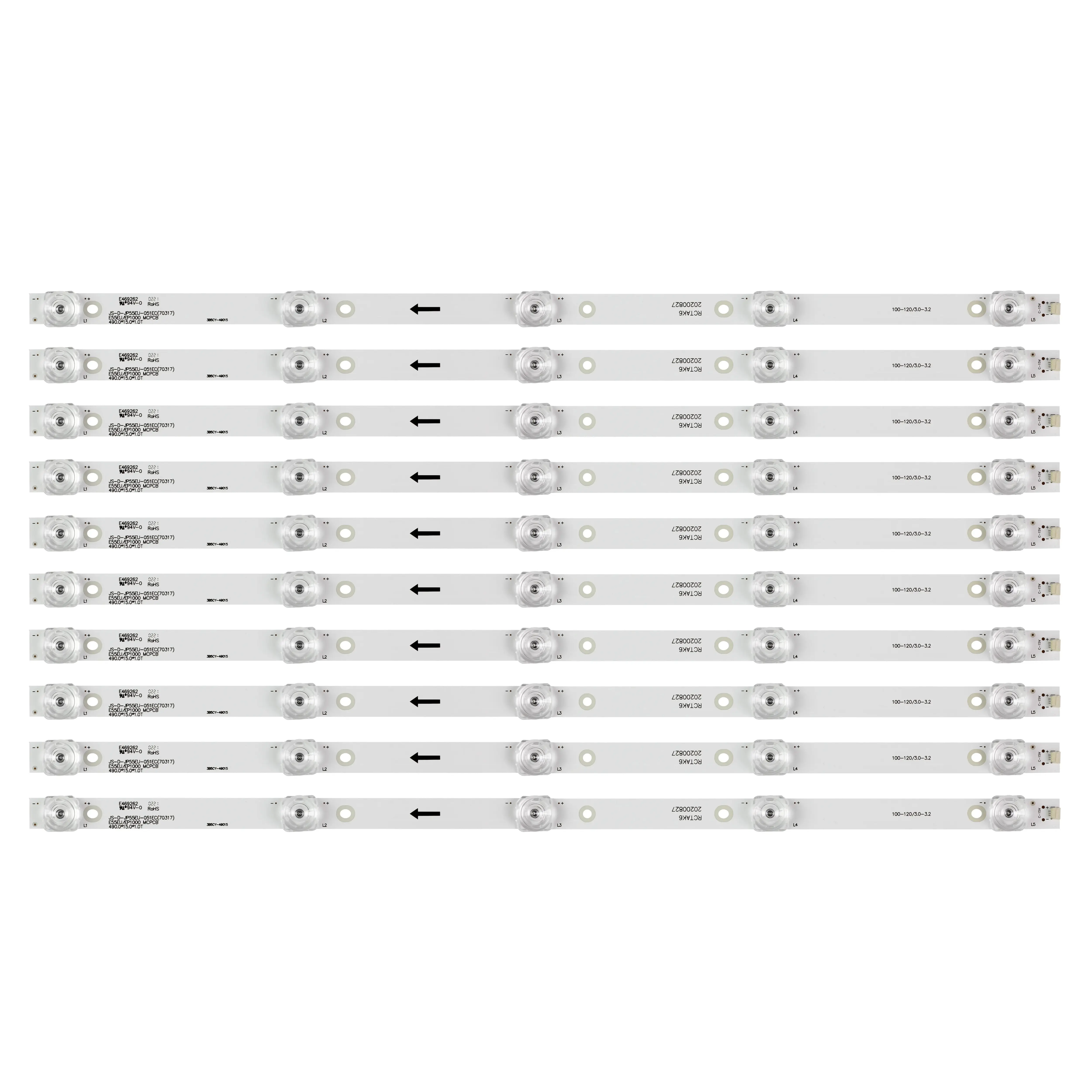 

LED strip 5 lamps For Akai 55" TV AKTV5534 JS-D-JP55EU-051EC (70317) 01EC E55EU/EP1000 MCPCB 490.0 15.0 1.0T MS-L1457 V7 55QHQJP