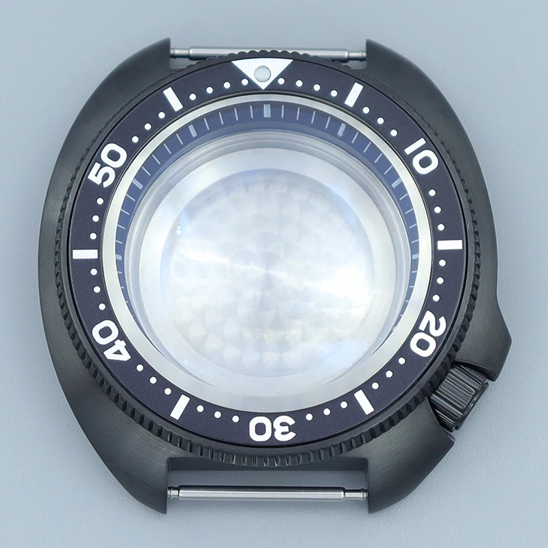 44mm Stainless Steel Watch Cases Uni-directional Bezel For Mod Tuna Mouth NH35 NH36 NH34 4R36 Sapphire Glass With chapters Ring