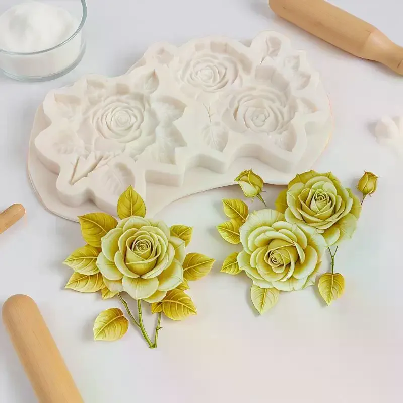 Цветы и листья, силиконовая форма для сахара, форма для выпечки шоколадного кекса, инструменты для украшения торта из помадки