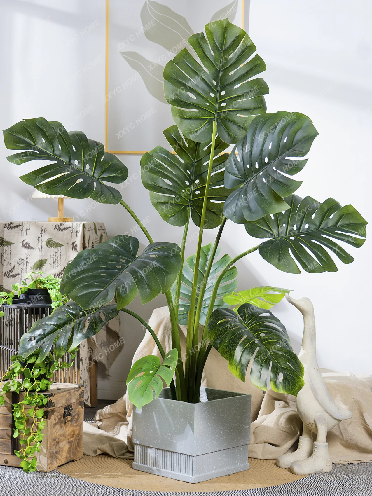 Monstera Deliciosa Plant Landscaping Indoor Greenery Fake Trees Potted Living Room Decoration