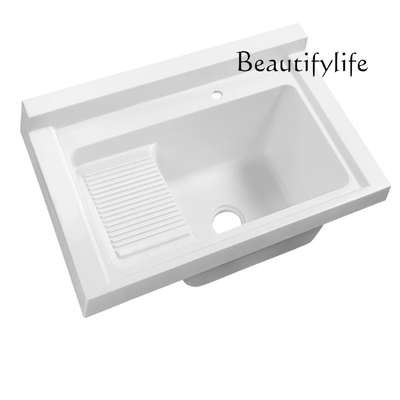 Premium quartz stone with washboard, laundry basin, corner-cutting balcony surface, sink