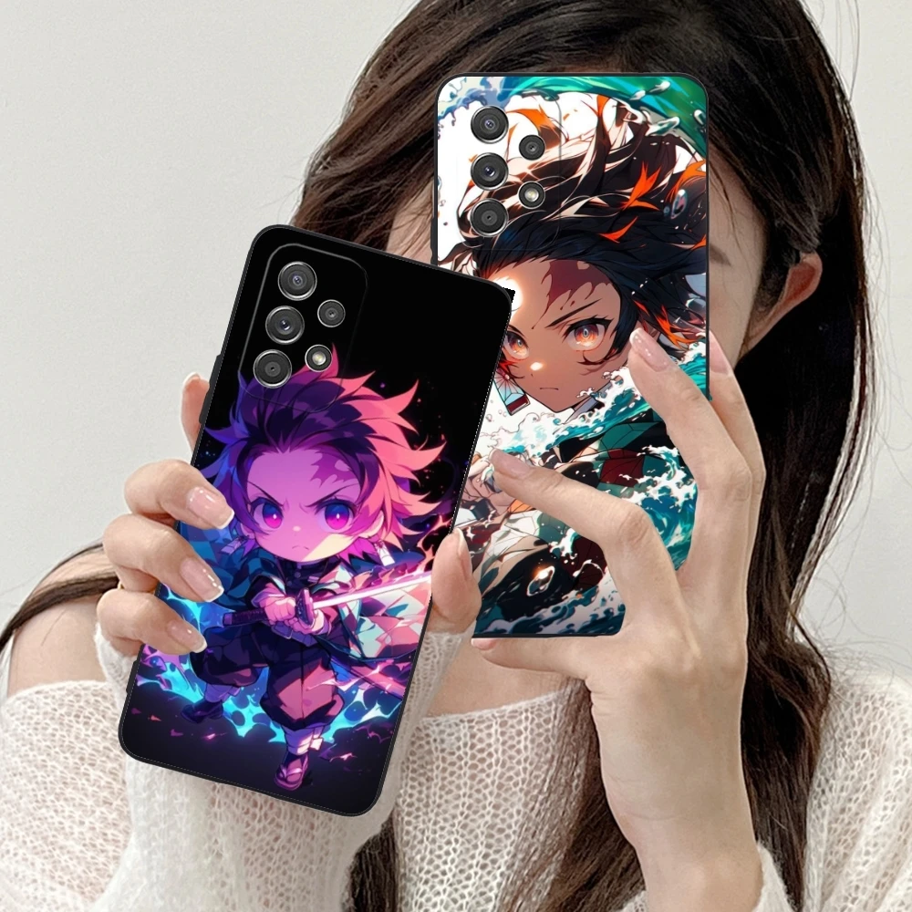 Demon Slayer Tanjiro Mobile Phone Case for Samsung Galaxy A91 73 71 70 54 53 52 34 24 23 21 S 5G Black Soft Phone Cover Shell