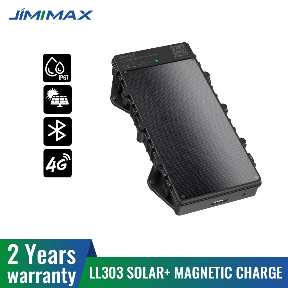 JIMIMAX LL303 Solar Tracker 4G GPS Vehicle Locator Bluetooth Tracking Device 10000Mah Charged Battery Remote Control Alarm APP