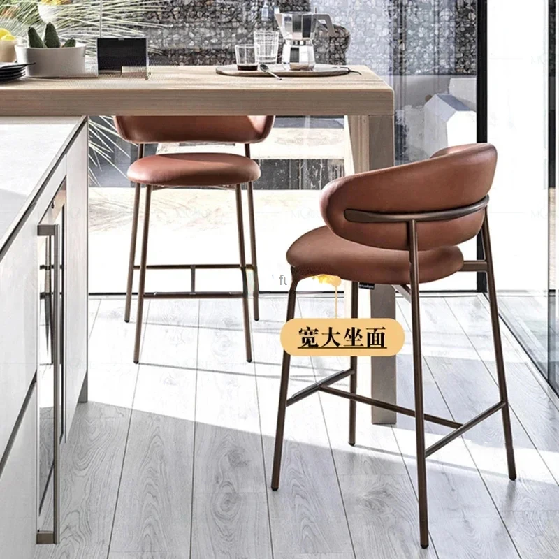 Nordic Light Luxury Solid Wood Bar Chairs Modern Home Kitchen High Bar Stools Designer Fabric Backrest Stools for Bar Furniture