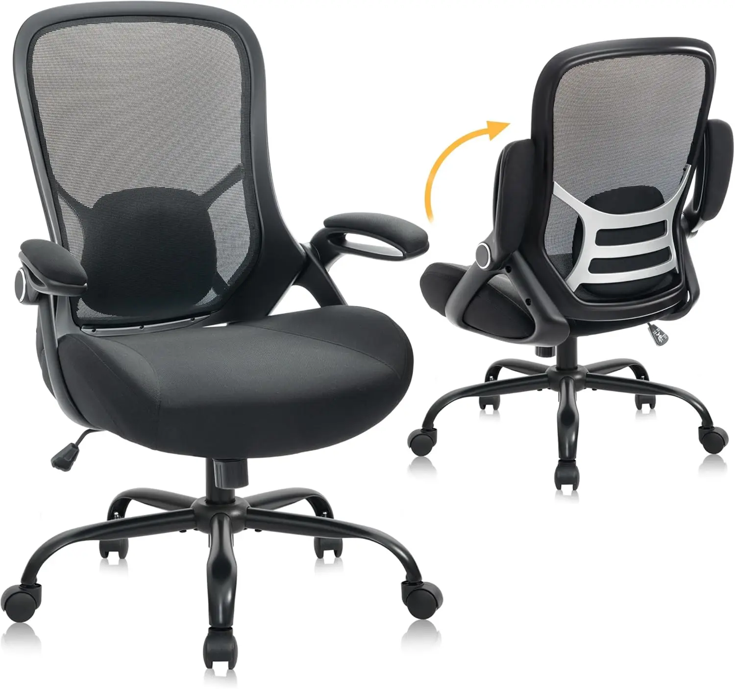 

Big and Tall 400lbs Heavy Duty Office Chair, 5" Thickened Seat Ergonomic Desk Chair with Adjustable Armrests