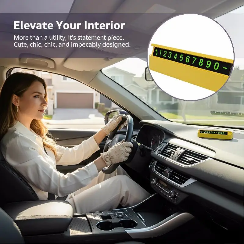 Temporary Parking Card with Concealed Phone Number Six Digit Plate for Car Dashboard Parking Lot Use Easy Contact Solution
