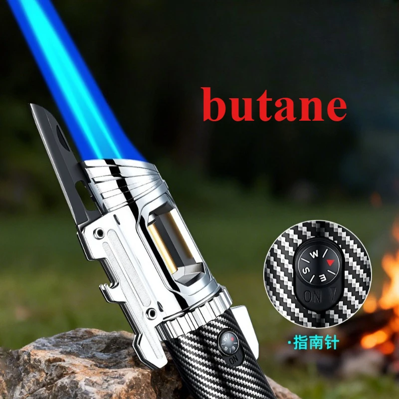 1300 ° new high temperature spray gun inflatable lighter, windproof picnic straight punch multi-functional outdoor igniter