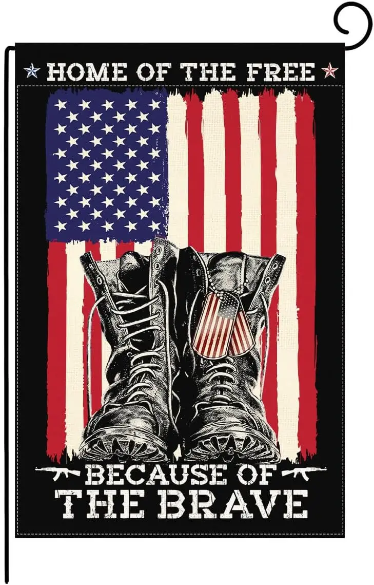 Veteran Fall Garden Flag 12x18 Inch Small Double-Sided Burlap, Welcome Yard Flags for Outdoor Decorations, Summer Porch Deco WZZ