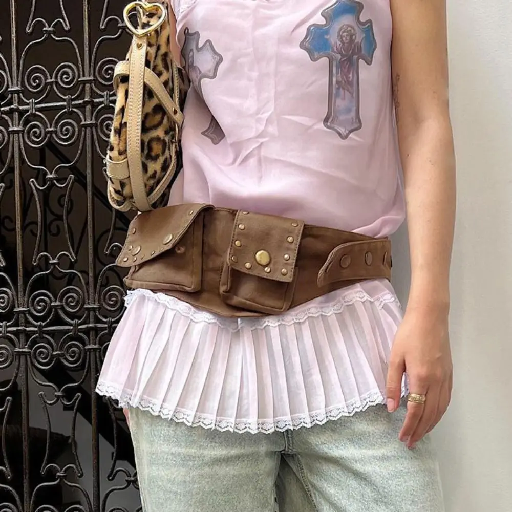 

Джинсы Брюки Декор Персонализированный пояс в стиле панк Мини-квадратная сумка Y2K Поясная цепочка Ретро пояс