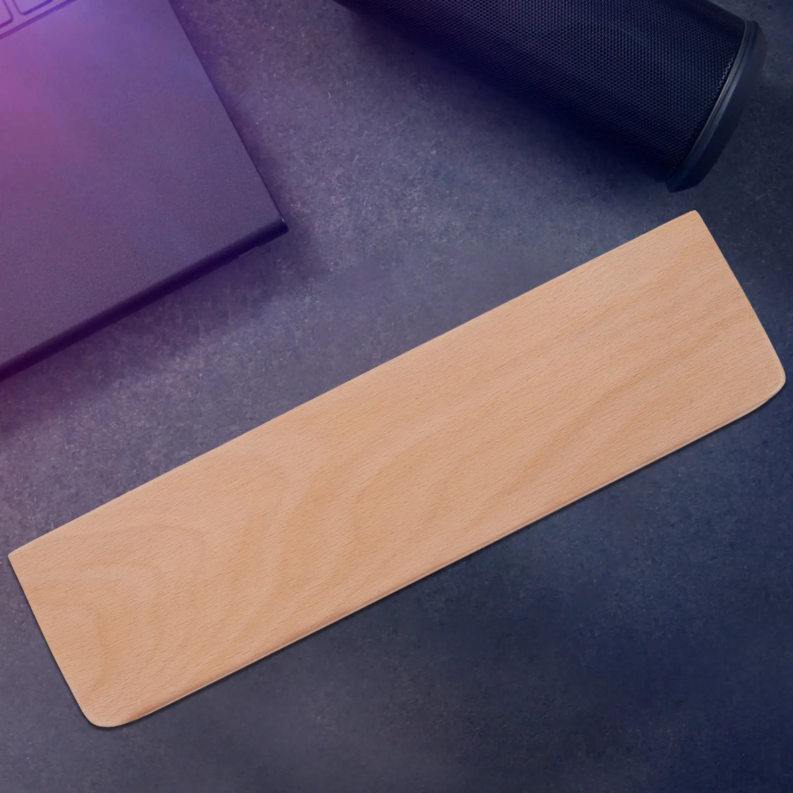 Ergonomic Wooden Keyboard Wrist Rest Beech Wood 300Mm Long 80Mm Wide 18Mm High Sloped Shape Non Slip Base for Typing Gaming