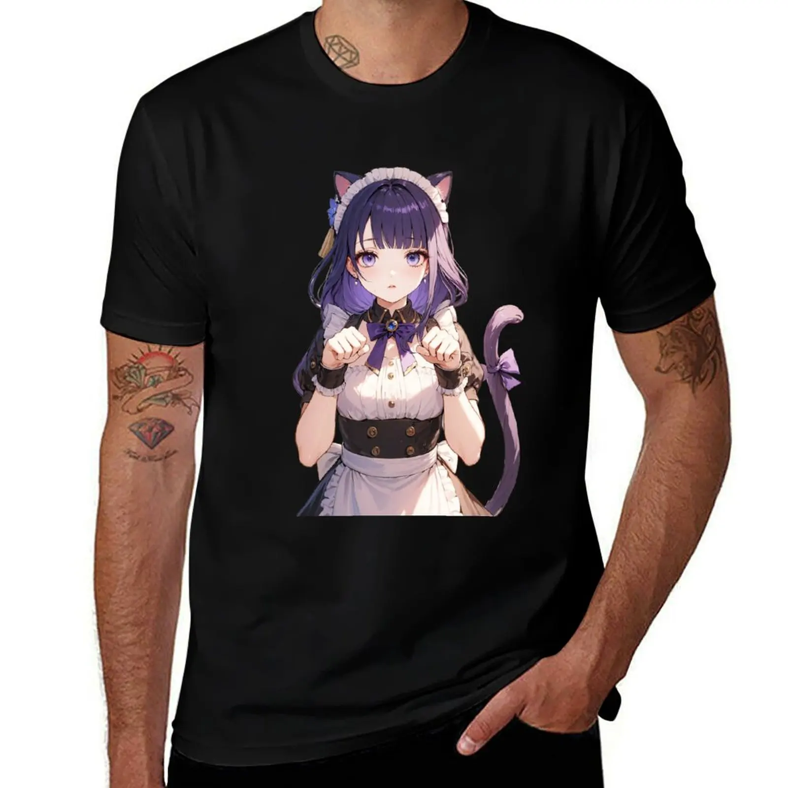 Shogun Raiden maid genshin T-Shirt Casual Fashion Short Sleeve Cotton T-Shirt