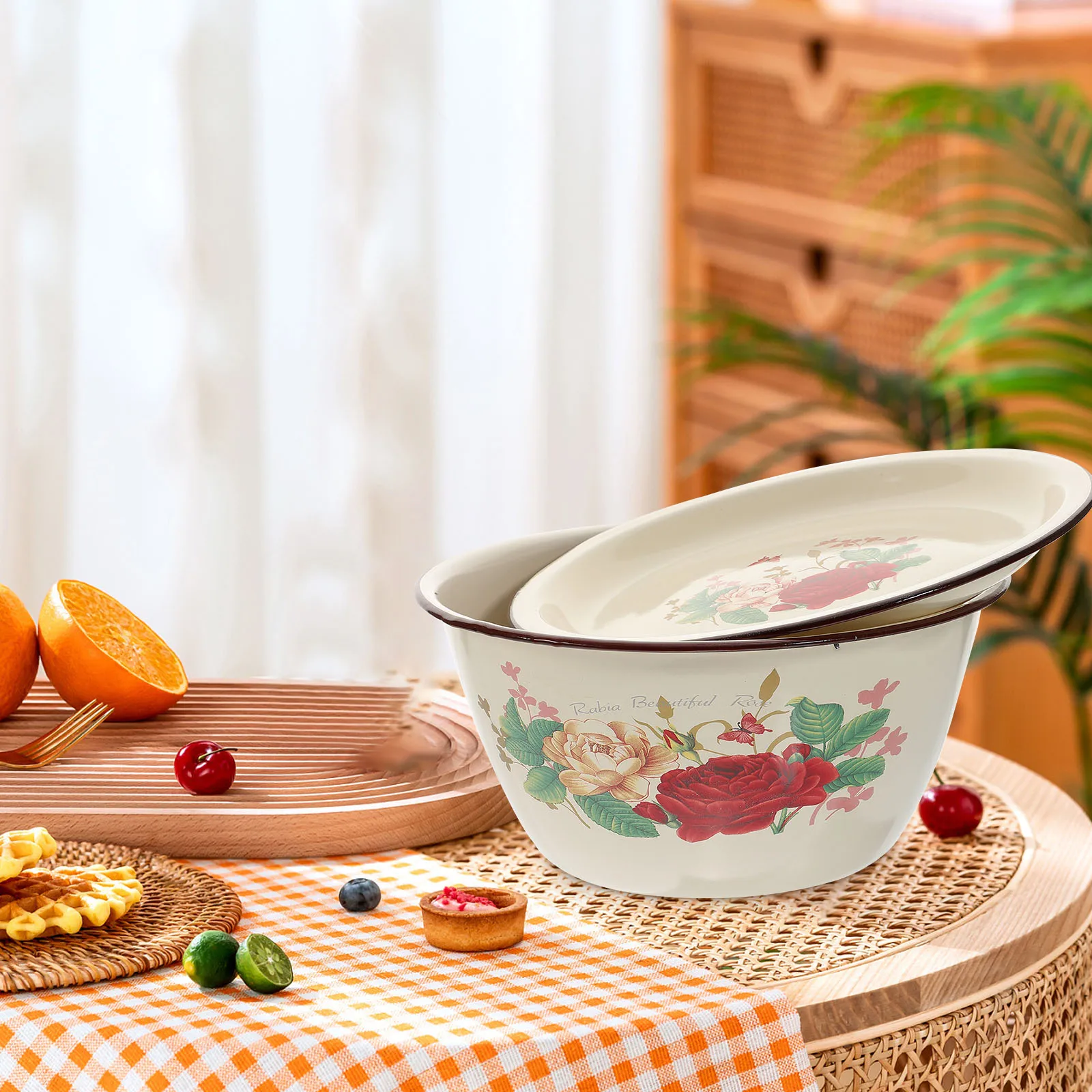 

Food Containers with Lids Enamel Storage Bowl Mixing Vintage Bowls Soup Basin Enamelware Covered . Serving