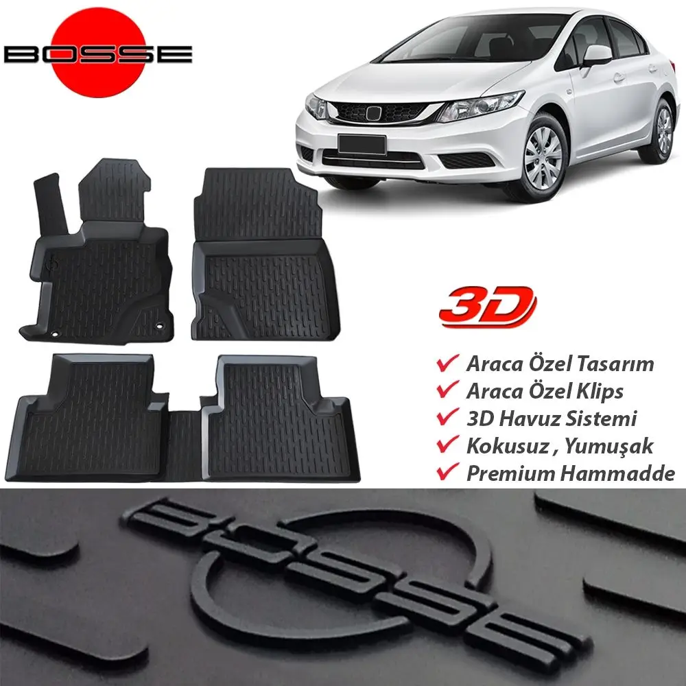 For Honda Civic Mat FB7 3D Pool 2012 2016 BOSSE