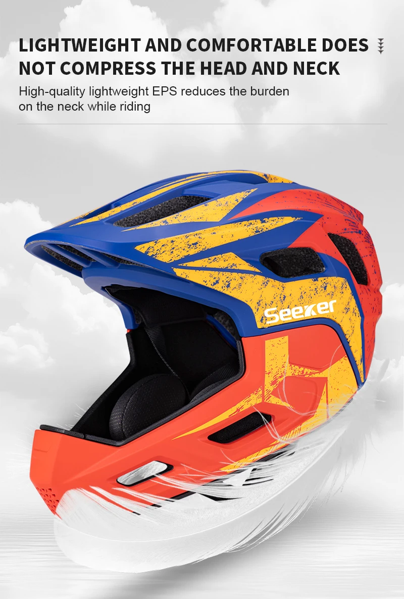 UMUSEEKER Kinder-Fahrrad-Vollgesichtshelm Cross-Country-Mountainbike-Schutzhelm Skateboard-Fahr-Schutzausrüstung – Detail 8