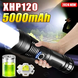 5000mAh High Power XHP120 Led flashlight Powerful 5 Modes Torch USB Rechargeable Lamp Lantern Tactical flashlight Self defense