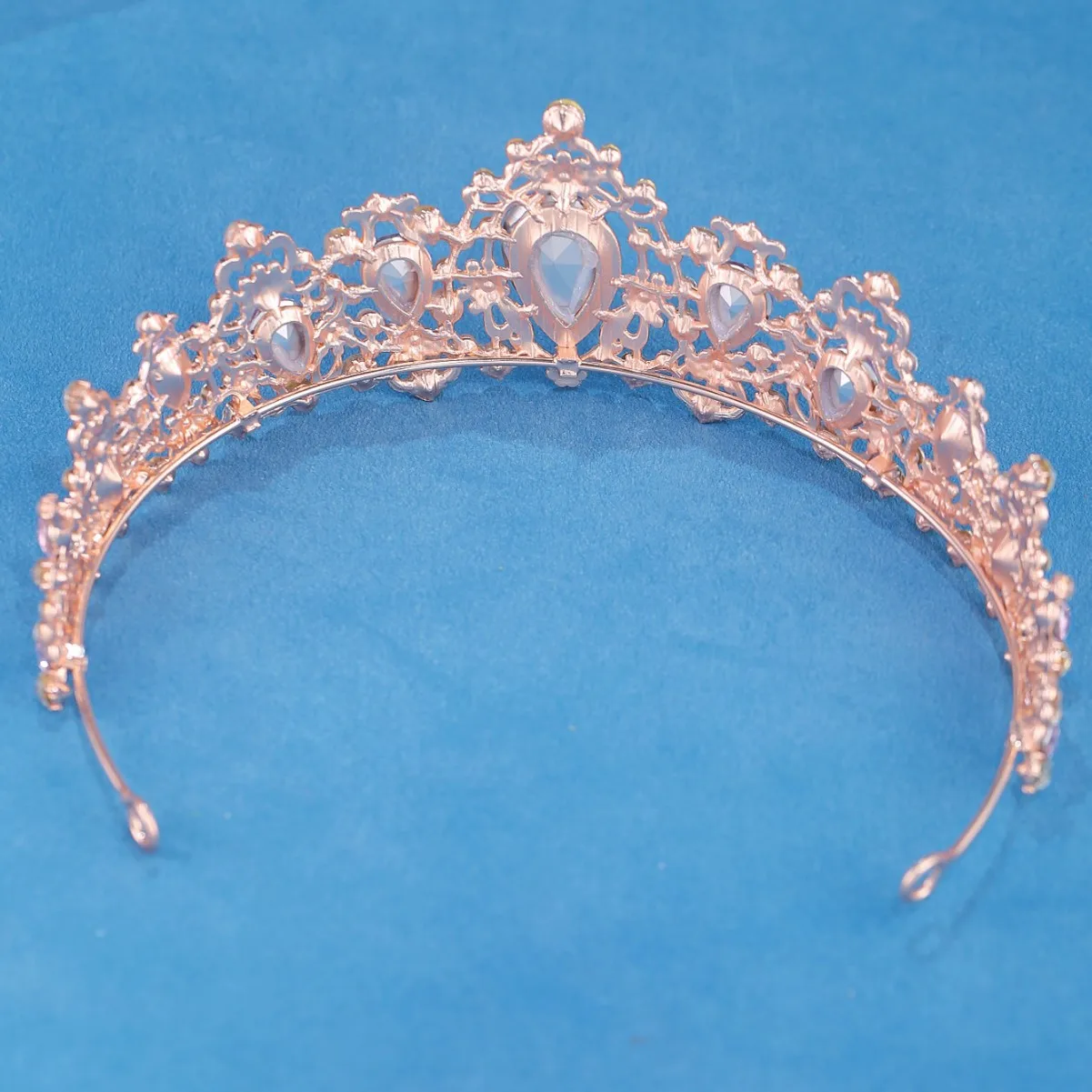 Sweet Rose Gold Crown Headband with Simulated Flower For Women Girls Photo Shoot Hair Accessory view 4