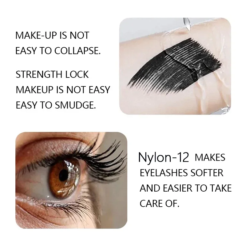 3 PCS 블랙 액체 섬유 마스카라 방수 짙어지면서 길어지는 컬링 실키 아이 메이크업 섬유 강화 래쉬 마스카라