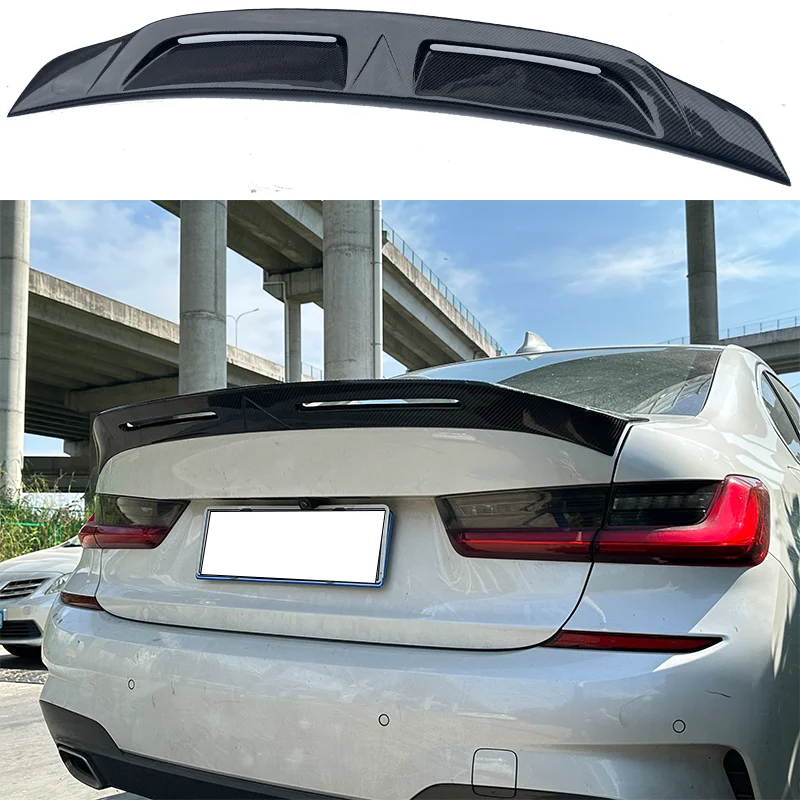 Car Spoiler For BMW 3 Series G20 G28/G80 M3 Hollow Out Style Real Carbon Fiber Material Rear Spoiler Trunk wing 2020-2024