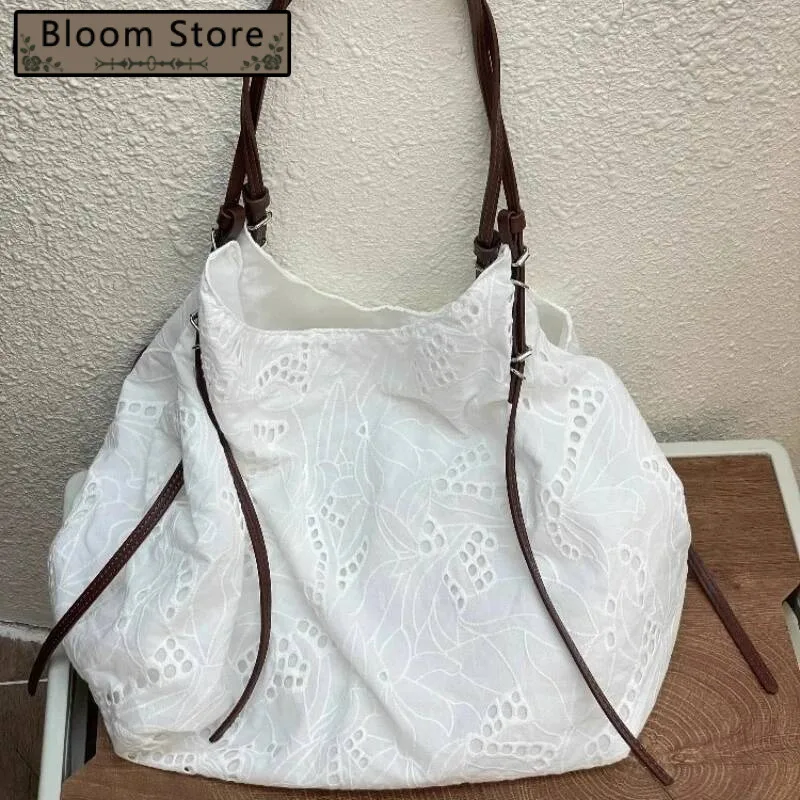 

Fashion Sweet Lace Embroidery Shoulder Bags Office Lady Fairy All Match Underarm Bag High-Capacity Casual Women Handbags Korean