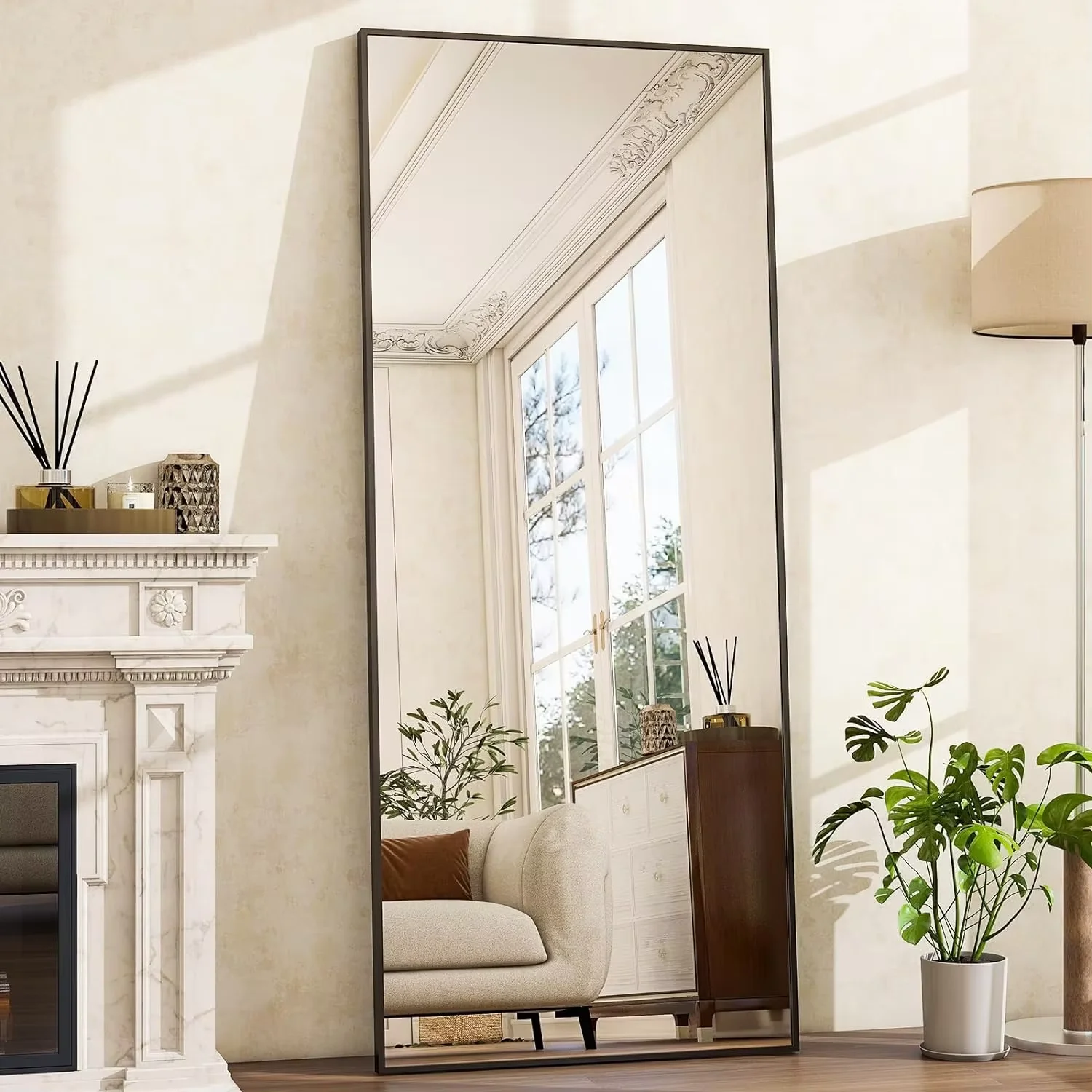 

BEAUTYPEAK Floor Mirror Full Length Mirror - 26"x 71" Rectangle, Aluminum Frame Free-Standing Wall & Leaning