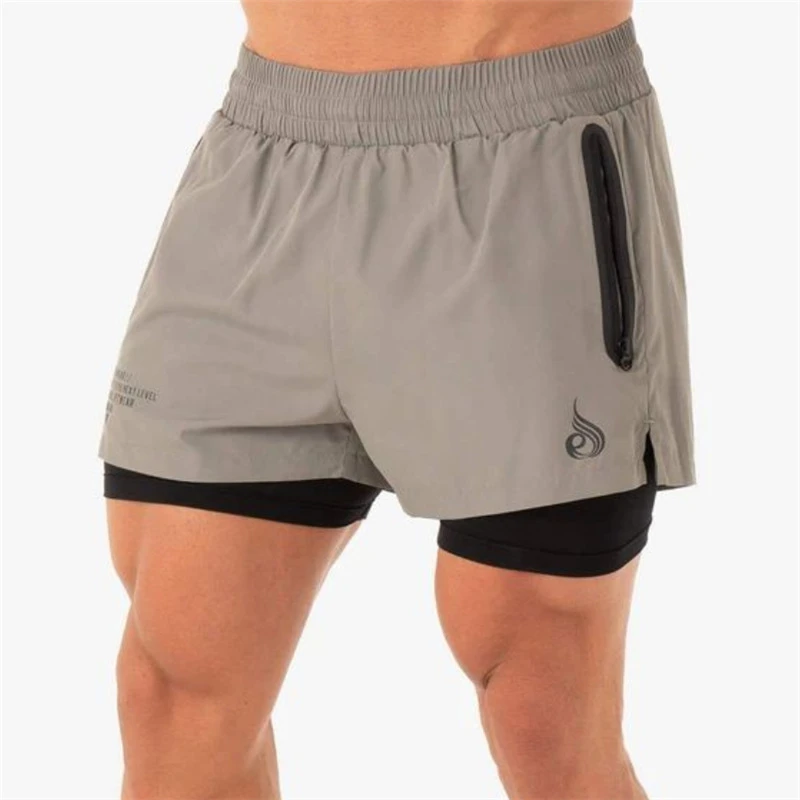 

Sports Shorts Men Jogging 2 in 1 Gym Bodybuilding Workout Quick drying pants Beach ventilate Shorts Male Summer Casual Bottom